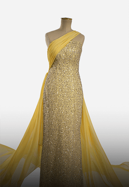 Sunlit Grace Draped Gown
