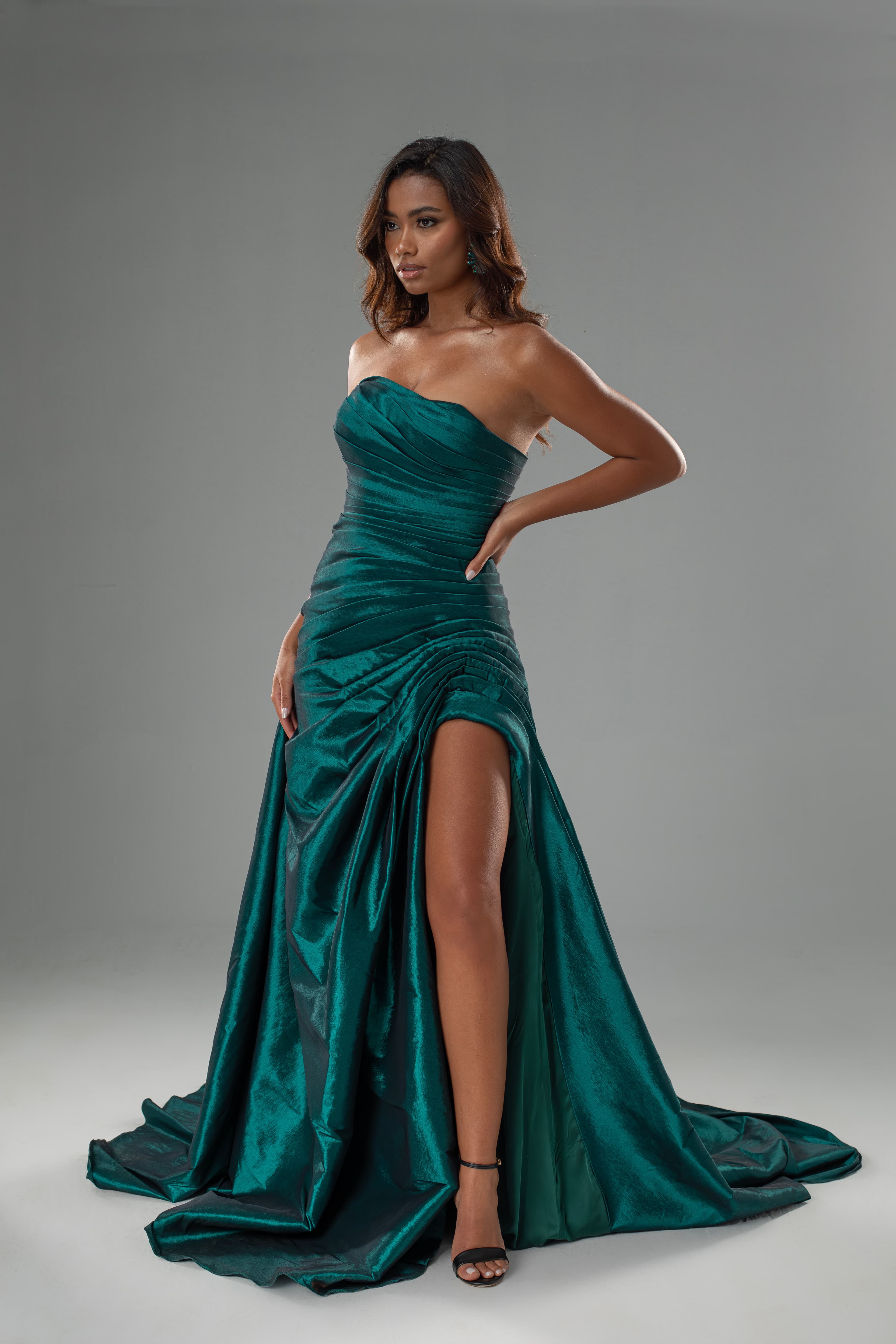 Emerald Allure Draped Gown image 1