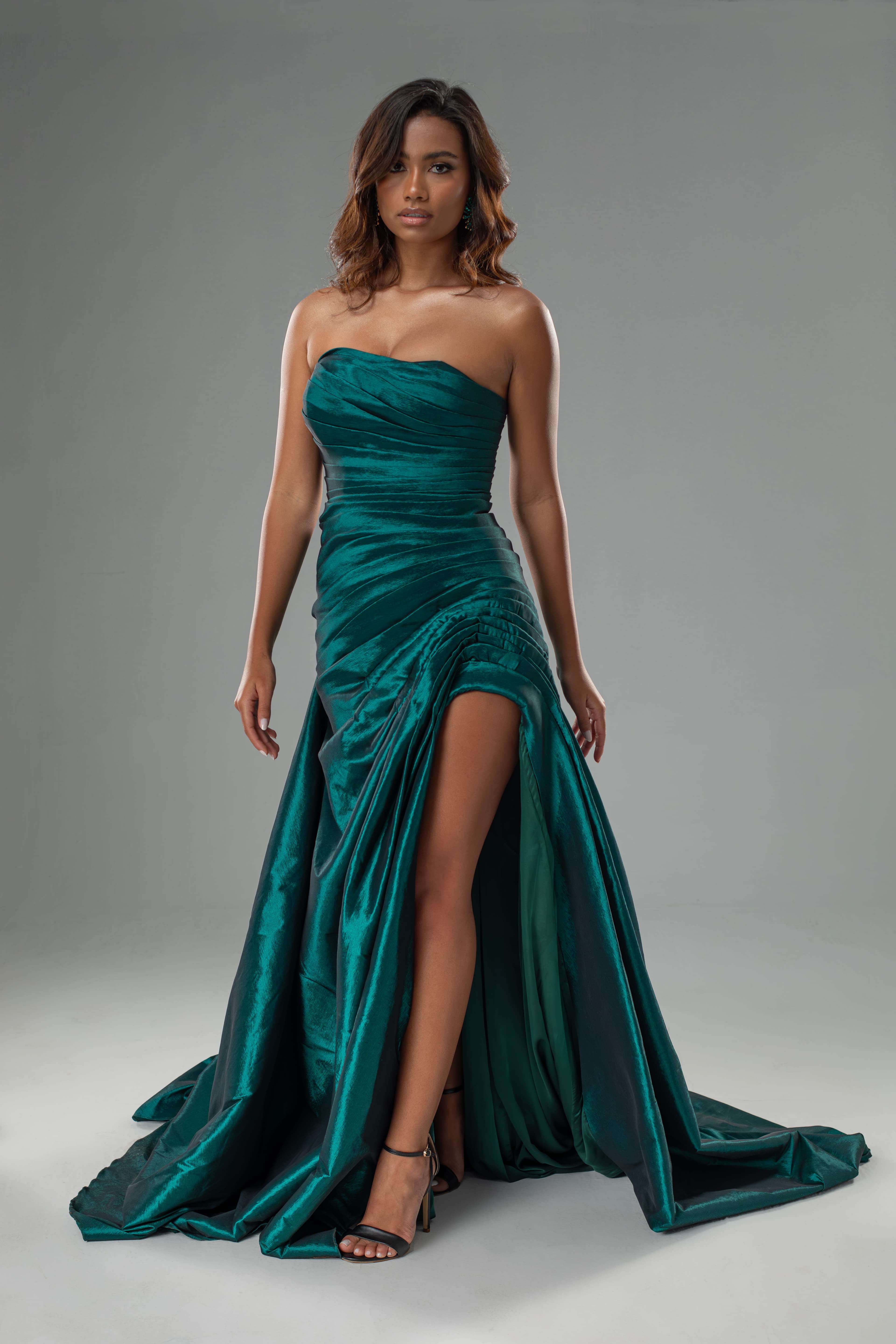 Emerald Allure Draped Gown image 3